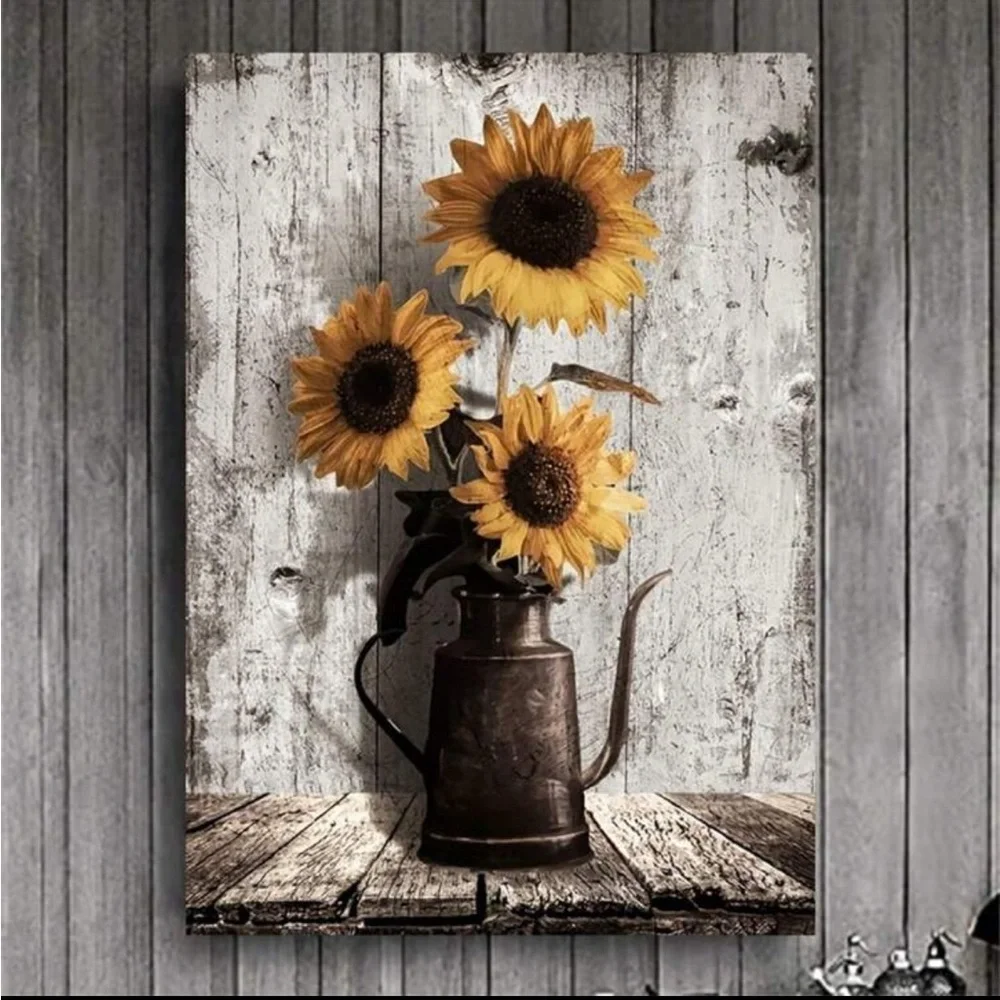 Sunflower Rustic Framed Canvas Wall Decor NEW 🏷️